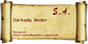 Sarkady Andor névjegykártya